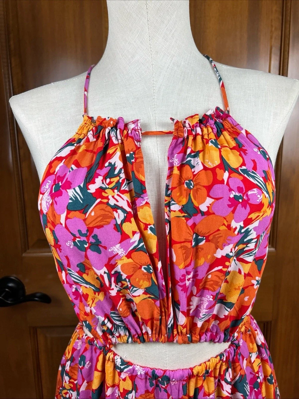 Petal and Pup Women Señorita Print Drop back Maxi Dress Floral Artsy Boho Sz 8 - Picture 4 of 14
